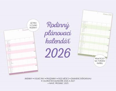 Rodinný plánovací kalendář 2026 - prázdný